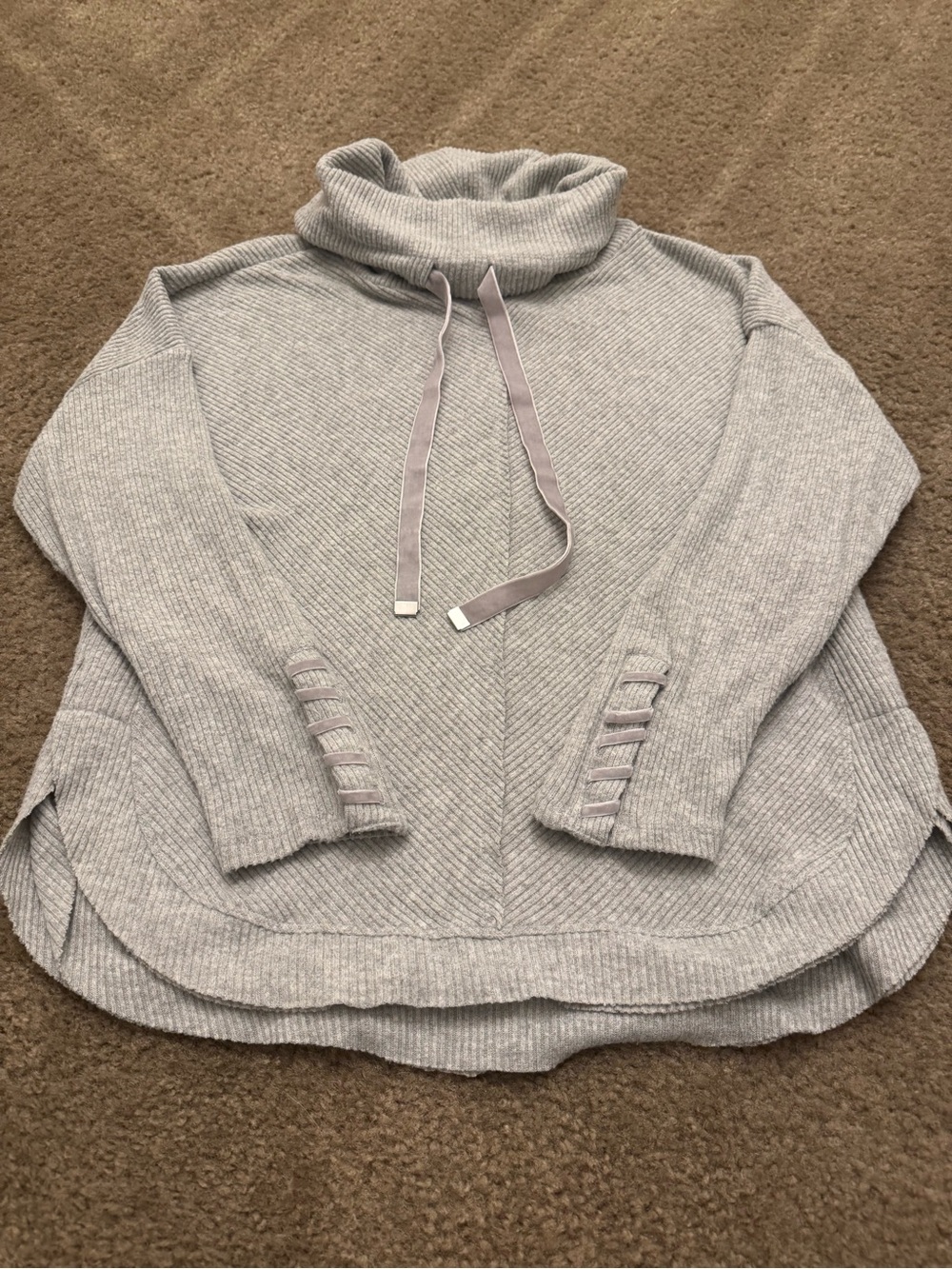 Democracy Light Gray Cowl Neck Pullover Sweater